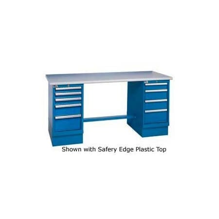 Global Equipment 72x30 Square Maple Pedestal Workbench with 8 Drawers 253875